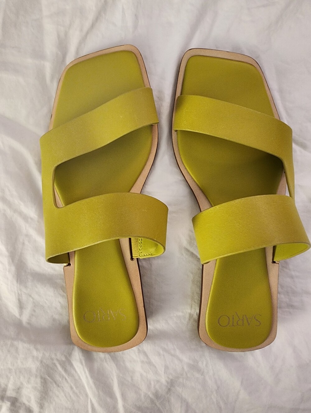 Franco Sarto Olive Green Double-Strap Slide Sandals Size 7